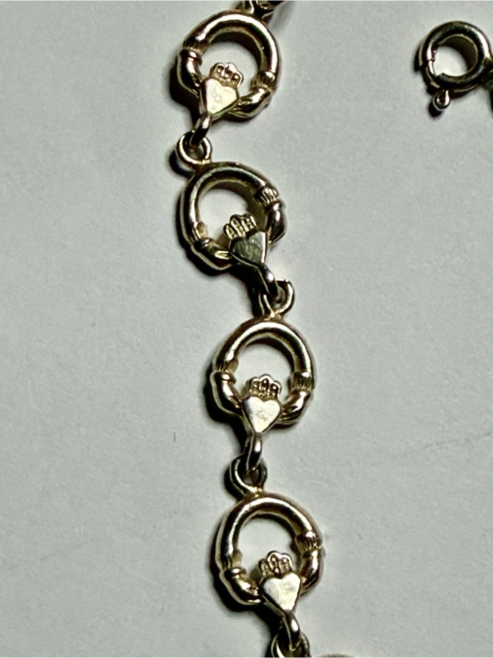 Silver cladaugh Irish Bracelet - Women’s Jewelry 7” Vintage stamped 925 - Picture 4 of 6